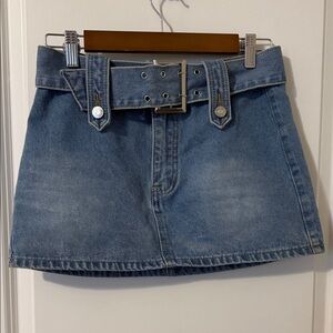 Amazon Blue Denim Mini Skirt with Belt
